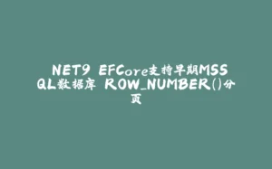 .NET9 EFCore支持早期MSSQL数据库 ROW_NUMBER()分页-拾光赋