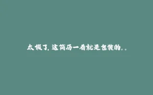 太假了，这简历一看就是包装的。。-拾光赋