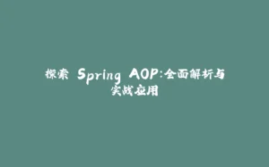 探索 Spring AOP：全面解析与实战应用-拾光赋