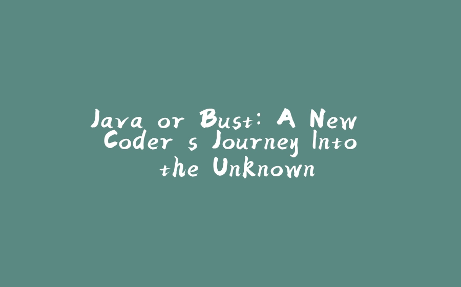 Java or Bust: A New Coder's Journey Into the Unknown - 拾光赋-拾光赋