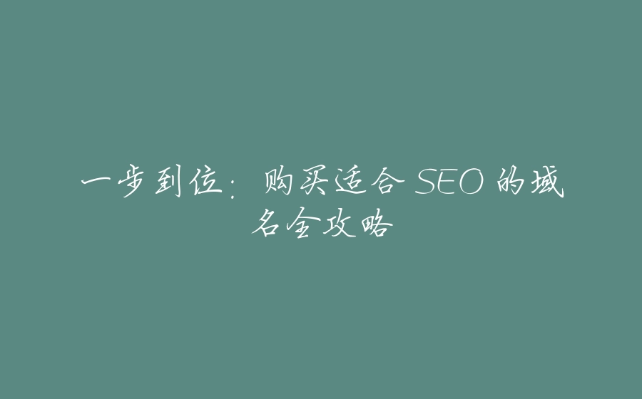 一步到位：购买适合 SEO 的域名全攻略 - 拾光赋-拾光赋