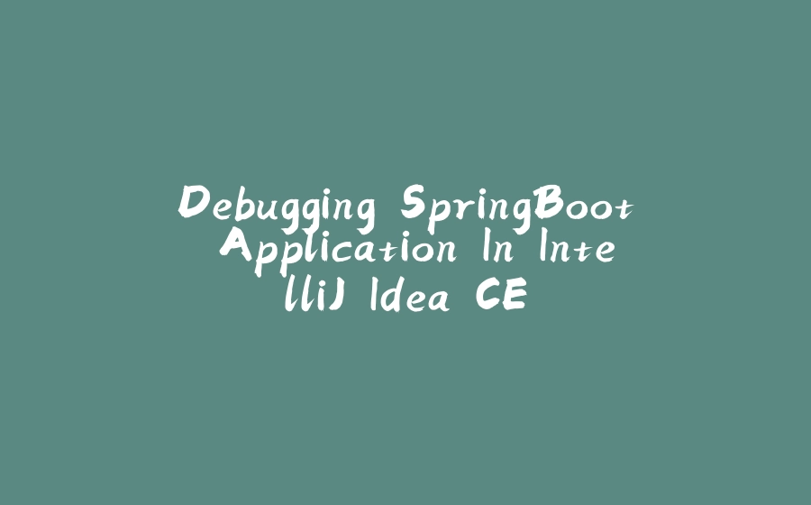 Debugging SpringBoot Application In IntelliJ Idea CE - 拾光赋-拾光赋