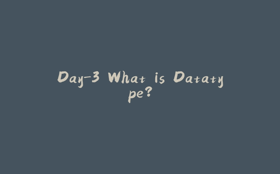 Day-3 What is Datatype? - 拾光赋-拾光赋