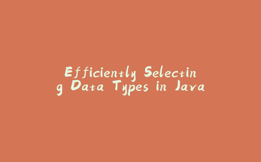 Efficiently Selecting Data Types in Java - 拾光赋-拾光赋