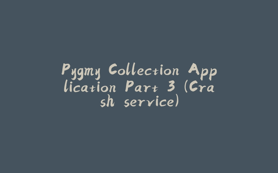 Pygmy Collection Application Part 3 (Crash service) - 拾光赋-拾光赋