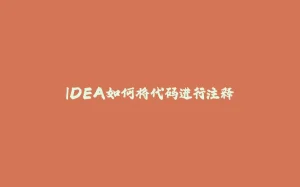 IDEA如何将代码进行注释-拾光赋