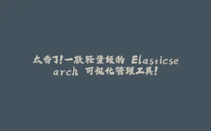 太香了！一款轻量级的 Elasticsearch 可视化管理工具！-拾光赋