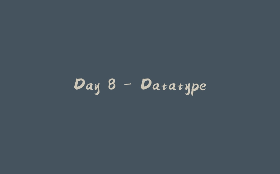 Day 8 - Datatype - 拾光赋-拾光赋