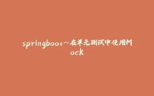springboot~在单元测试中使用Mock-拾光赋