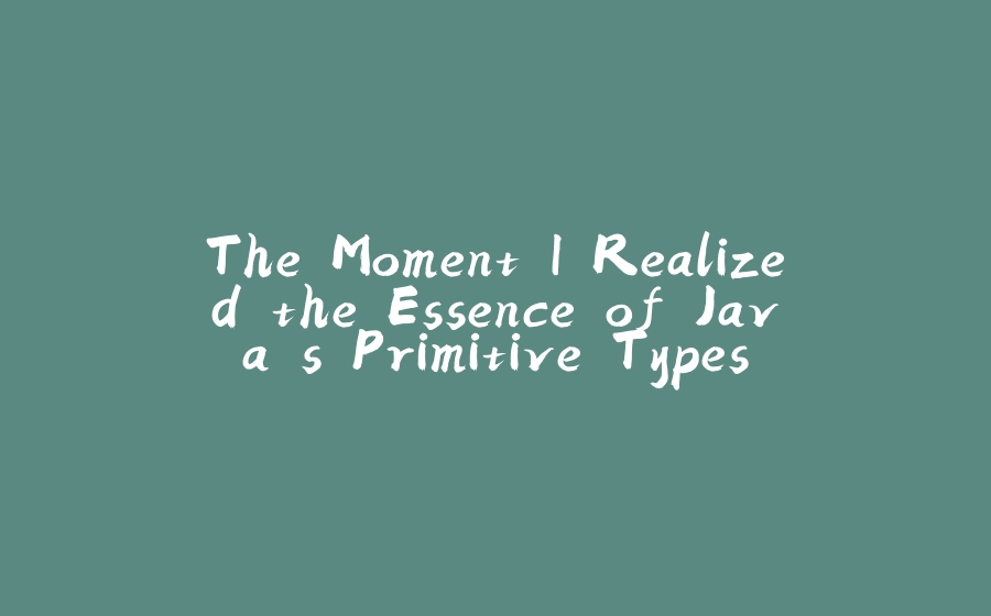 The Moment I Realized the Essence of Java's Primitive Types - 拾光赋-拾光赋