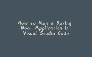 How to Run a Spring Boot Application in Visual Studio Code-拾光赋
