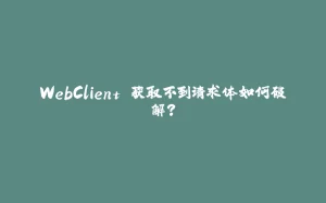 WebClient 获取不到请求体如何破解?-拾光赋