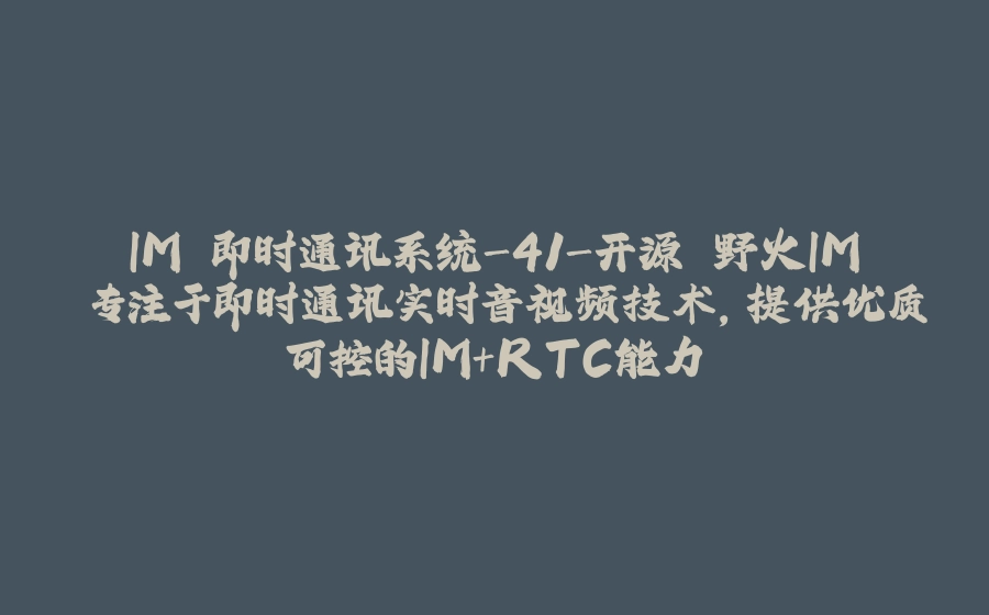 IM 即时通讯系统-41-开源 野火IM 专注于即时通讯实时音视频技术，提供优质可控的IM+RTC能力 - 拾光赋-拾光赋