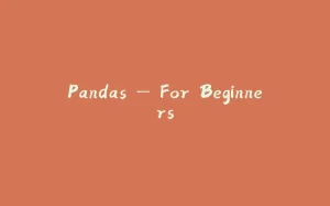 Pandas — For Beginners-拾光赋