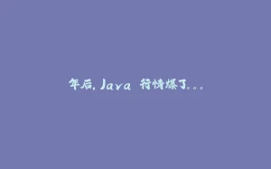 年后，Java 行情爆了。。。-拾光赋