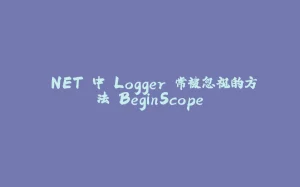 .NET 中 Logger 常被忽视的方法 BeginScope-拾光赋