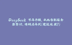 DeepSeek 不再卡顿,从此告别服务器繁忙,请稍后再试(建议收藏!)-拾光赋