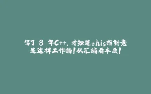 写了 8 年C++，才知道this指针竟是这样工作的！从汇编看本质！-拾光赋