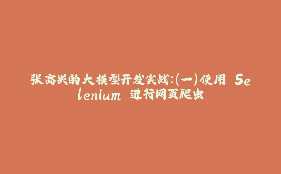 张高兴的大模型开发实战：（一）使用 Selenium 进行网页爬虫 - 拾光赋-拾光赋