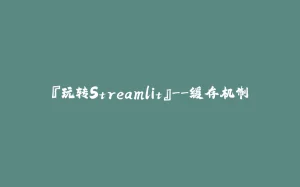 『玩转Streamlit』--缓存机制-拾光赋
