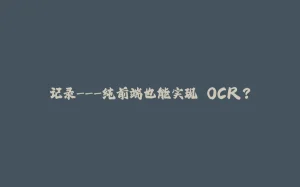 记录---纯前端也能实现 OCR？-拾光赋
