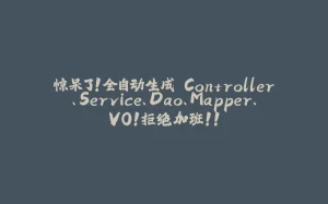 惊呆了!全自动生成 Controller、Service、Dao、Mapper、VO!拒绝加班!!-拾光赋