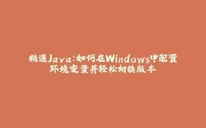 精通Java：如何在Windows中配置环境变量并轻松切换版本-拾光赋