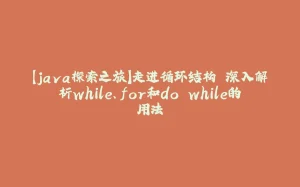 【java探索之旅】走进循环结构 深入解析while、for和do while的用法-拾光赋