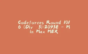 Codeforces Round 1016 (Div. 3):2093E - Min Max MEX-拾光赋