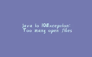 java.io.IOException: Too many open files-拾光赋