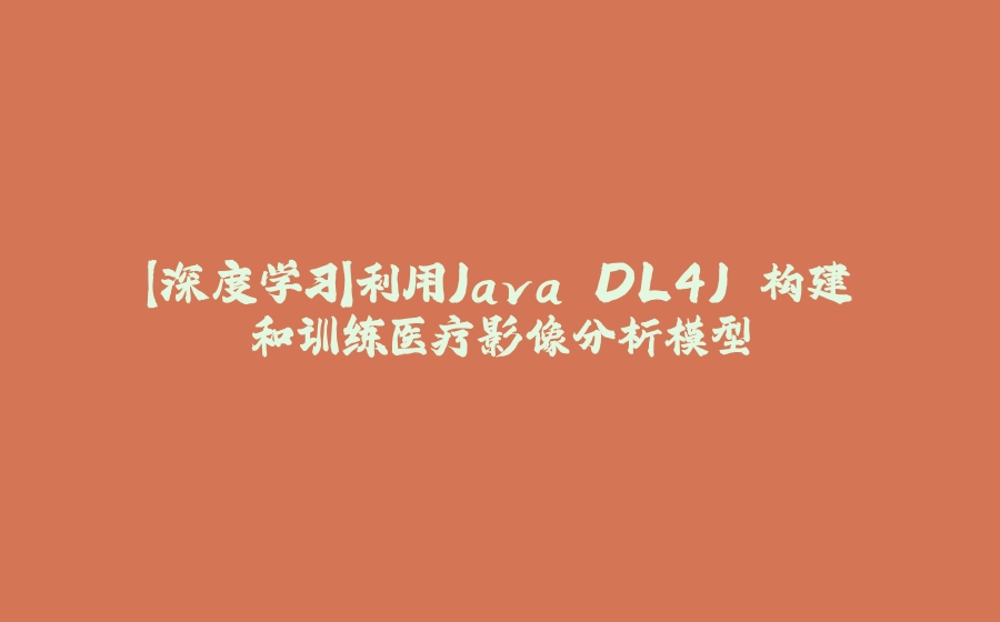 【深度学习】利用Java DL4J 构建和训练医疗影像分析模型 - 拾光赋-拾光赋