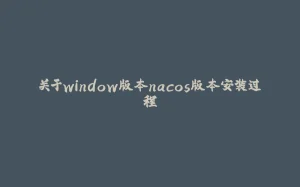 关于window版本nacos版本安装过程-拾光赋