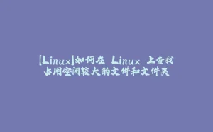 【Linux】如何在 Linux 上查找占用空间较大的文件和文件夹-拾光赋