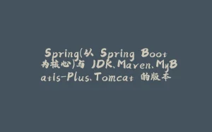 Spring(以 Spring Boot 为核心)与 JDK、Maven、MyBatis-Plus、Tomcat 的版本对应关系及关键注意事项-拾光赋
