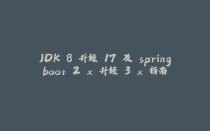 JDK 8 升级 17 及 springboot 2.x 升级 3.x 指南-拾光赋