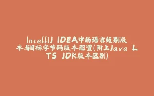 IntelliJ IDEA中的语言级别版本与目标字节码版本配置（附上Java LTS JDK版本区别）-拾光赋