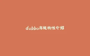 dubbo高级特性介绍-拾光赋