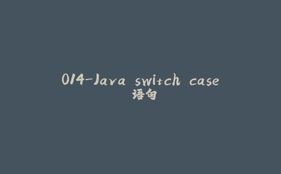 014-Java switch case 语句 - 拾光赋-拾光赋
