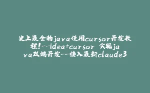 史上最全的java使用cursor开发教程！--idea+cursor 实现java双端开发--接入最新claude3.7模型-拾光赋
