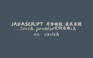 JAVASCRIPT 异步函数:底层原理,fetch,promise实例方法then, catich-拾光赋