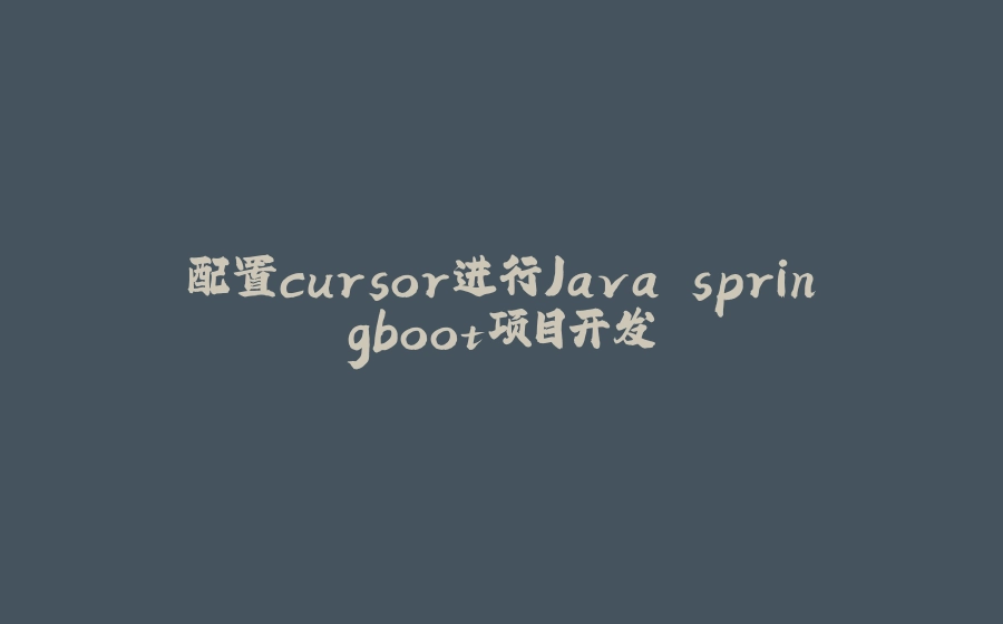 配置cursor进行Java springboot项目开发 - 拾光赋-拾光赋