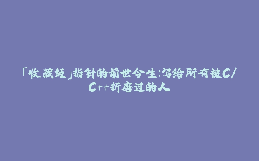 「收藏级」指针的前世今生：写给所有被C/C++折磨过的人 - 拾光赋-拾光赋
