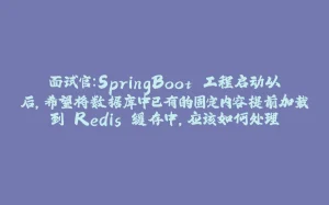 面试官:SpringBoot 工程启动以后,希望将数据库中已有的固定内容提前加载到 Redis 缓存中,应该如何处理-拾光赋