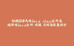 利用IDEA将Java.class文件反编译为Java文件:原理、实践与深度解析-拾光赋