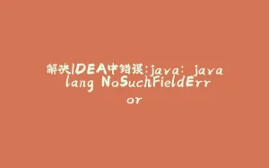 解决IDEA中错误：java: java.lang.NoSuchFieldError-拾光赋