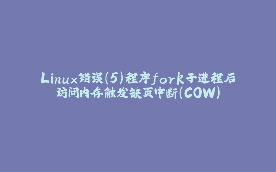 Linux错误(5)程序fork子进程后访问内存触发缺页中断(COW) - 拾光赋-拾光赋