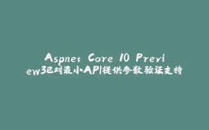 Aspnet Core 10 Preview3已对最小API提供参数验证支持-拾光赋