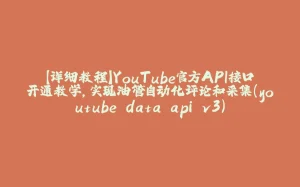 【详细教程】YouTube官方API接口开通教学,实现油管自动化评论和采集(youtube data api v3)-拾光赋