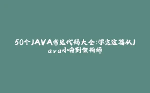 50个JAVA常见代码大全：学完这篇从Java小白到架构师-拾光赋