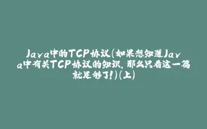 Java中的TCP协议(如果想知道Java中有关TCP协议的知识,那么只看这一篇就足够了!)(上)-拾光赋